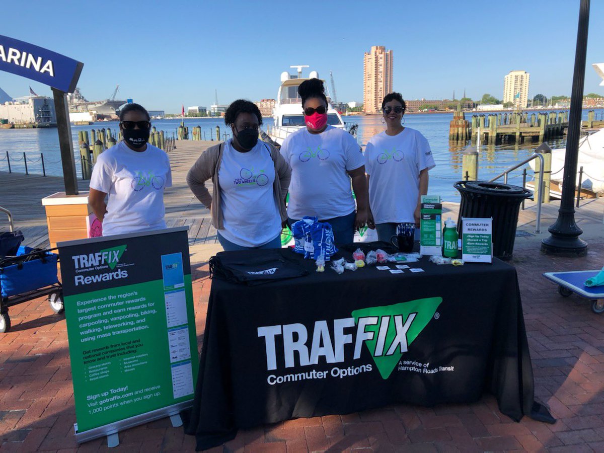 #BiketoWork <a href="/NorfolkDowntown/">Downtown Norfolk</a>  Pitstop at Waterside Marina until 9am. Stop by a pickup your bike swag