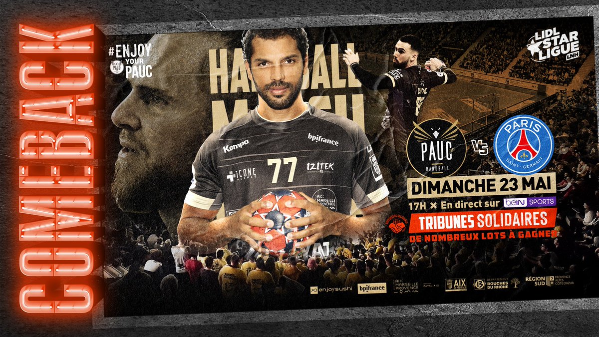 𝐉-𝟐 avant <a href="/psghand/">PSG Handball</a>💥

🚨𝐎𝐔𝐕𝐄𝐑𝐓𝐔𝐑𝐄 𝐃𝐄 𝐋𝐀 𝐁𝐈𝐋𝐋𝐄𝐓𝐄𝐑𝐈𝐄🚨
𝐏𝐋𝐀𝐂𝐄 𝐀̀ 𝟐𝟎€ (𝐭𝐚𝐫𝐢𝐟 𝐮𝐧𝐢𝐪𝐮𝐞)⤵️
web.digitick.com/index-css5-pay…

📺Match à suivre en direct sur Beinsports
🏆27e journée de @LidlStarligue
🆚Paris
🗓Dimanche 23 Mai
⏰17h
🏟Arena du Pays d’Aix