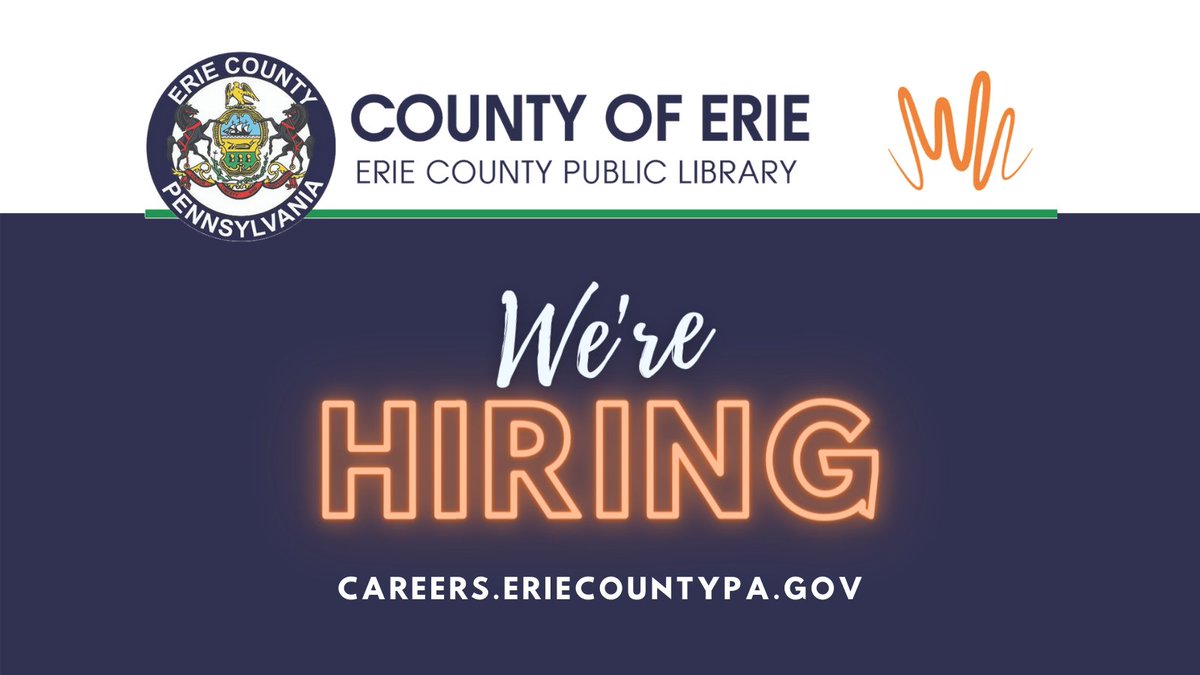 ErieLibrary's tweet image. ISO: a self-starter with a solid understanding of workplace technology that can place items in alphanumeric order and loves to serve with a smile!

careers.eriecountypa.gov/job-descriptio…

@MCRC_Erie
@NATO_MLKCenter
@Safeneterie
@CVCerie
@VFICIL
@npp_erie
@CareerStreet
@NWPAJobConnect
@GEAE6