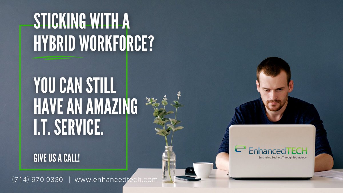 enhanced_tech's tweet image. Struggling to find the perfect I.T. fit for your hybrid workforce? 
If you're bringing employees back to the office, and letting employees work remote as well, EnhancedTECH can provide streamlined service for BOTH.

#remotework #Infotech #cybersecurity #fridaymorning #hybridwork