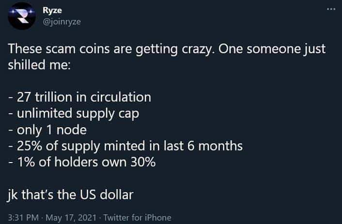 Money4growth's tweet photo. Been telling y'all the real shitcoin is USD. #btc #stonks #crypto $eth https://t.co/OMynlLA16s