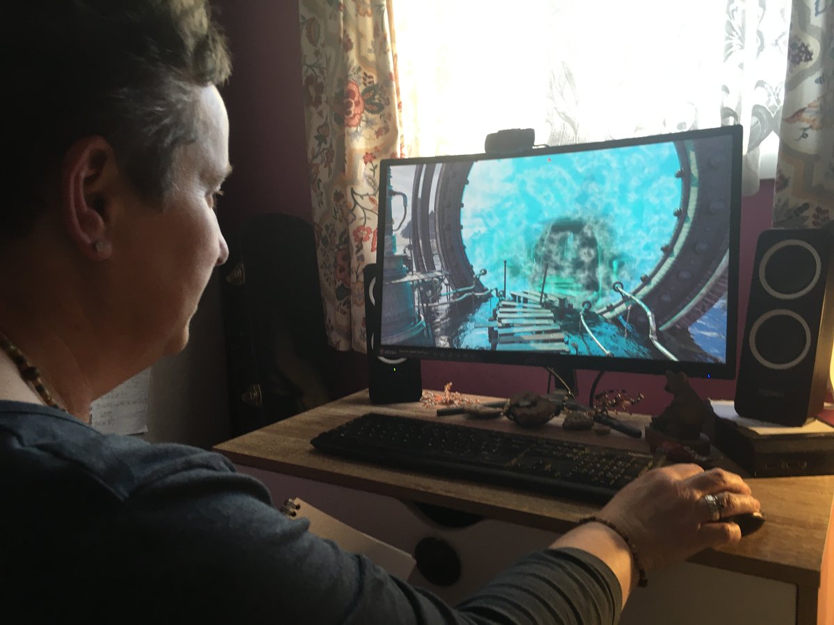 NeyyahGame's tweet photo. Mum's having a go on the new fresh Neyyah test build! Will be out on Youtube soon as a showcase vid! Stay tuned! :D #neyyah #gamedev #gameplay #gaming #pointnclickgames #adventurepuzzlegames #gamedesign #gamer #gametests https://t.co/mzODE2Asnt