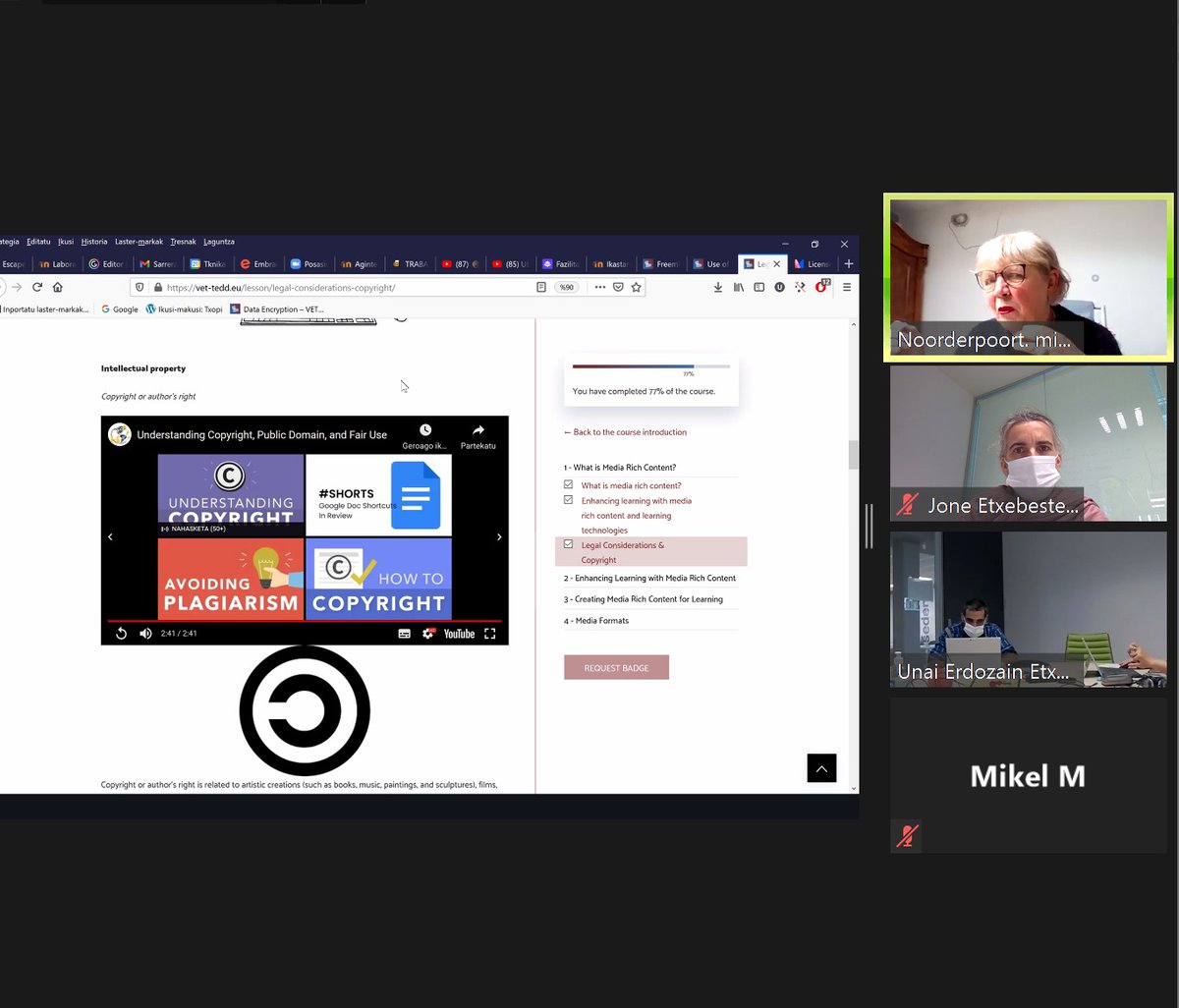 Int_Tknika's tweet photo. Use of licensed content and license created content workshop by Unai Erdozain @Tknika in @vet-tedd conference @ROCA12online @Noorderpoort @EIfI_Umbrella @CofGCollege @jankoh #SPEV #DigitalLearning #VocationalEducation #vetteddfinal https://t.co/wU16JjNgFE