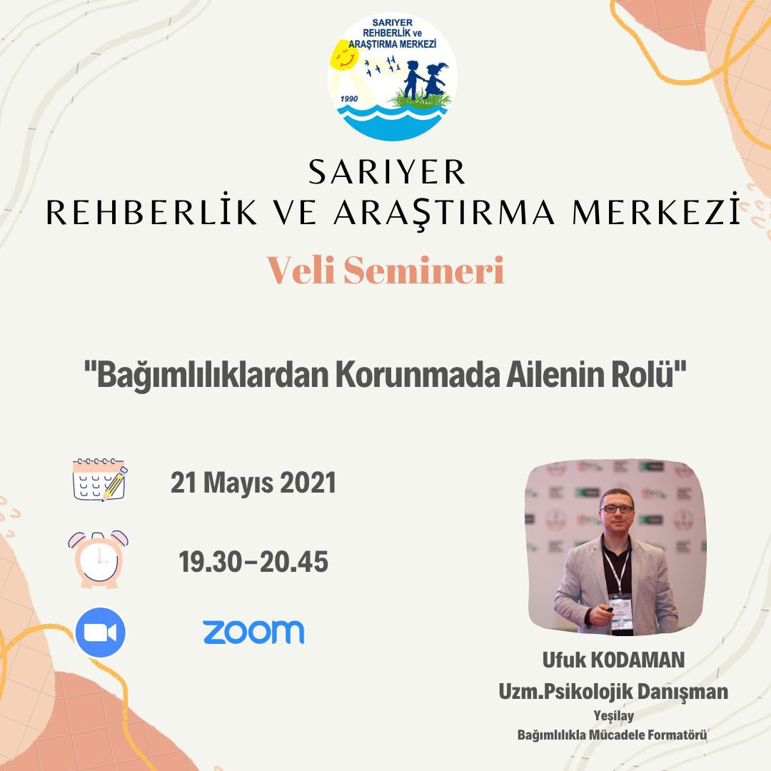 GKildiran's tweet photo. 'Bağımlılıklardan Korunmada Ailenin Rolü'' Konulu veli semineri belirtilen saat ve tarihte zoom programı üzerinden yapılacaktır. @tcmeb @istanbulilmem @Sariyer_MEM @cagatay33 @E_Sylu @AbidinMerdan @balik_huseyin @memleventyazici @OzilLevent  @ziyaselcuk https://t.co/dGUFmSJE2X