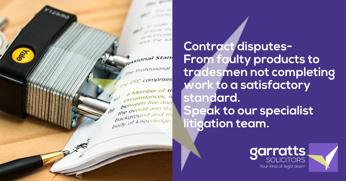 GarrattsLaw's tweet image. Garratts have a wealth of experience and knowledge to advise you on a wide range of contracts. Contact us on 0161 665 3502 to arrange an appointment. garrattssolicitors.co.uk/individual-ser… #litigationsolicitors #contractdispute