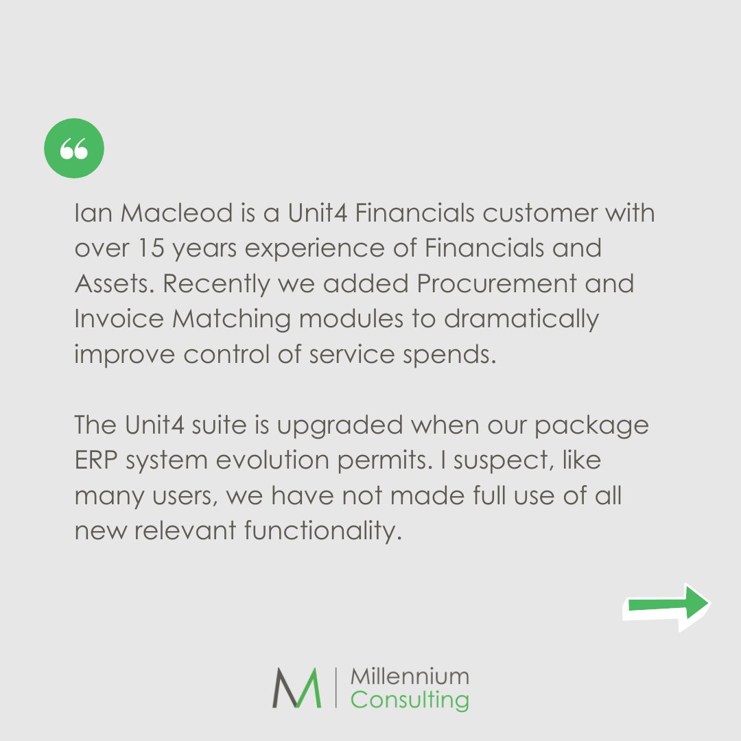 __Millennium__'s tweet photo. Read our latest review from Mike Younger, Financial Director at @Ian Macleod Distillers Ltd who gives an insight into our @Unit4Global Financials #SystemsAuditService.
Another reason why you should choose @__Millennium__ for your #SystemReview. https://t.co/VEMmif4msn