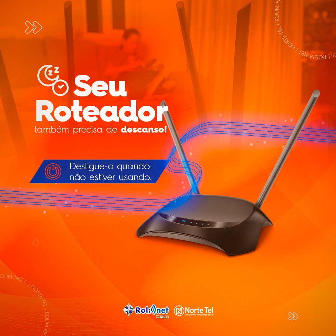 rolimnet's tweet photo. Você sabia que muitas vezes o roteador trava por causa do aquecimento?⚠ Por isso, indicamos mantê-lo desligado nos períodos que não estiver em uso. 

Quando você ligar de novo, a transmissão de sinal pode até ser melhorada além de garantir maior vida útil do equipamento!✅ https://t.co/BpurcfM20R