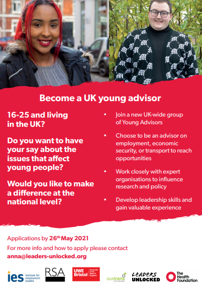 UWE_Research's tweet photo. As part of @UWE_CTS project, Transport to Thrive, @Sustrans are seeking young people for an advisory panel to help make the case for better transport for young people to access key life opportunities.

Find out more and apply by 26 May.  https://t.co/SUYQdTGmi3 https://t.co/s2lzOJLVMM