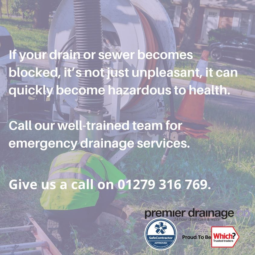 PremierDrainage's tweet photo. Blocked drains giving you grief? 
Then call Premier Drainage today for fast and efficient service on 01279 316 769. https://t.co/B342SEOMni