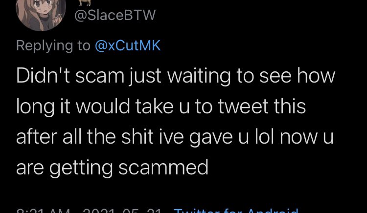 xCutMK's tweet photo. Scammer logic. https://t.co/pUh759WTWu