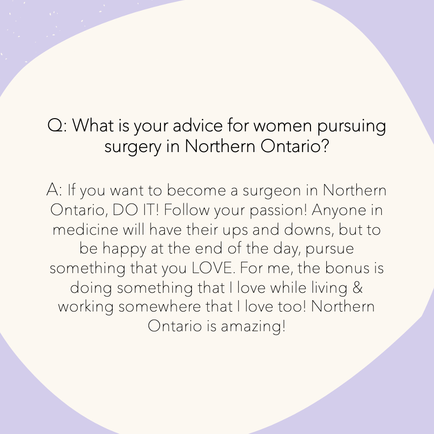 nosmaws's tweet photo. Q: What is your advice for women pursuing surgery in Northern Ontario? https://t.co/K0H0zOgfKi
