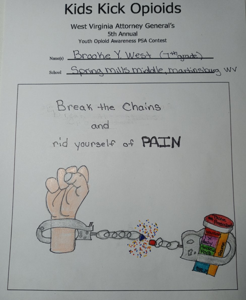SMMSPatriots's tweet photo. Congratulations to Brooke West, for being selected as one of 10 regional winners from the Eastern Panhandle in the West Virginia Kids Kick Opioids Contest. Check out the entire story on our website. https://t.co/wg3K6dJNIs