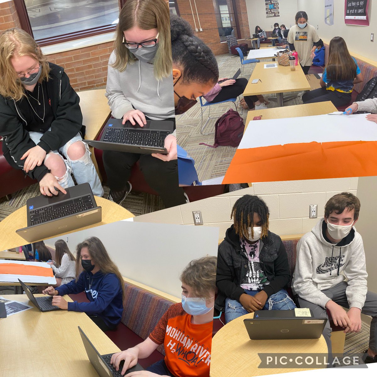 CWHS_Office's tweet photo. Students in @MrSautters #USStudies class using the #flexspace to #collaborate on their #OhioHistory choice projects. Students are creating websites, documentaries and interactive exhibits. #CWway #21stcenturyed https://t.co/5TnuMC146L