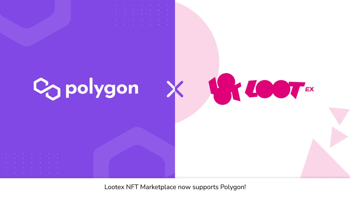 Polygon ※ (@0xpolygon) on Twitter photo 🤝 Delighted to welcome <a href="/LootexIO/">Lootex.io | NFT Infra 🔥</a>, an NFT Marketplace now supporting Polygon!
🚀 With the Lootex Polygon Marketplace, NFT creators & collectors can use Lootex services at much lower gas fees.
🌐 Learn More: lootexio.medium.com/lootexs-servic…
Trade NFTs here: lootex.io/marketplace/po… 🤝 Delighted to welcome <a href="/LootexIO/">Lootex.io | NFT Infra 🔥</a>, an NFT Marketplace now supporting Polygon!
🚀 With the Lootex Polygon Marketplace, NFT creators & collectors can use Lootex services at much lower gas fees.
🌐 Learn More: lootexio.medium.com/lootexs-servic…
Trade NFTs here: lootex.io/marketplace/po…