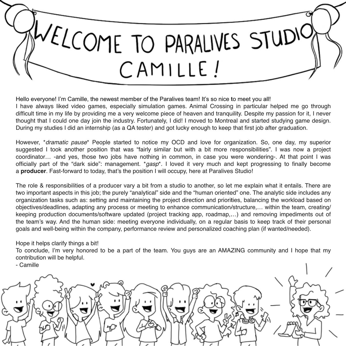 Please welcome Camille, who is joining the Paralives team as a producer 🎉