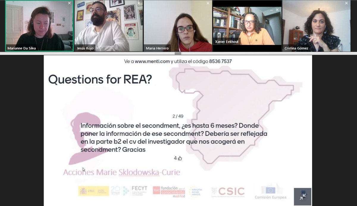 crisgomez55's tweet photo. 👏Gran acogida de la sesión informativa @MSCActions Proyectos Posdoctorales PF 2021. Fantásticas las presentaciones de Marianne Da Silva (@REA_research ), Débora Zurro (@CSIC) y Charusmita Gadekar (@CSIC ) . Ya disponibles👉 https://t.co/tg7ny4IP22 https://t.co/wsi2kfMmfz