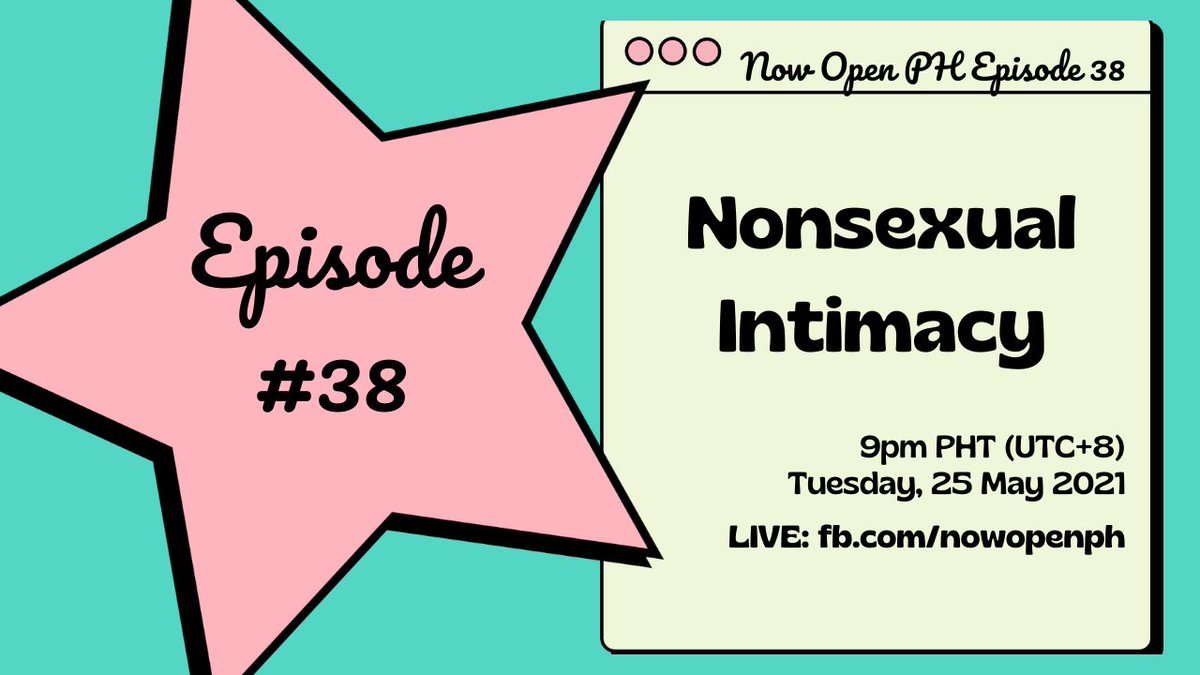 NowOpenPH's tweet photo. Next Tuesday, we're goingβοΈ wholesome and totally SFW (yes, you read that right) with an episode on nonsexual intimacy! π
How can we cultivate nonsexual intimacy with our partner/s, -- or with anyone, for that matter? Find out next week with the Now Open gang! https://t.co/9W6MNtN9BR