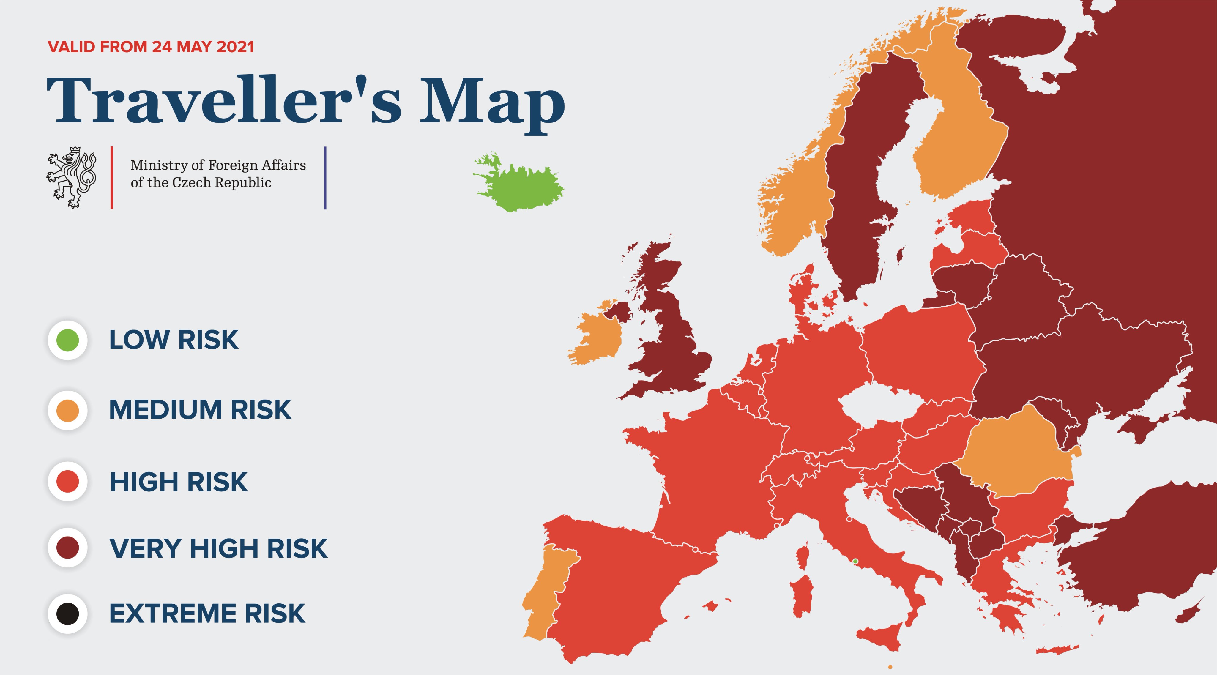 Travel Map Czech Republic Czech Mfa On Twitter: "⚠️ A New Travel Map Is In Force From Monday, 24 May.  Croatia, The Netherlands And San Marino Will Be Moved To The Red 🔴  Category And Romania