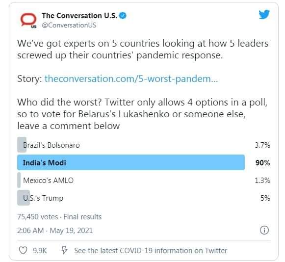 #CrocodileTears
As expected #Modi did drama of shedding tears today for the dead due to Covid19. By the way, a survey has revealed that our PM most royally screed up on the pandemic response.
#modifailsindia 
#ModiResign 
#ModiGovtSeNaHoPayega 
#COVIDSecondWaveInIndia