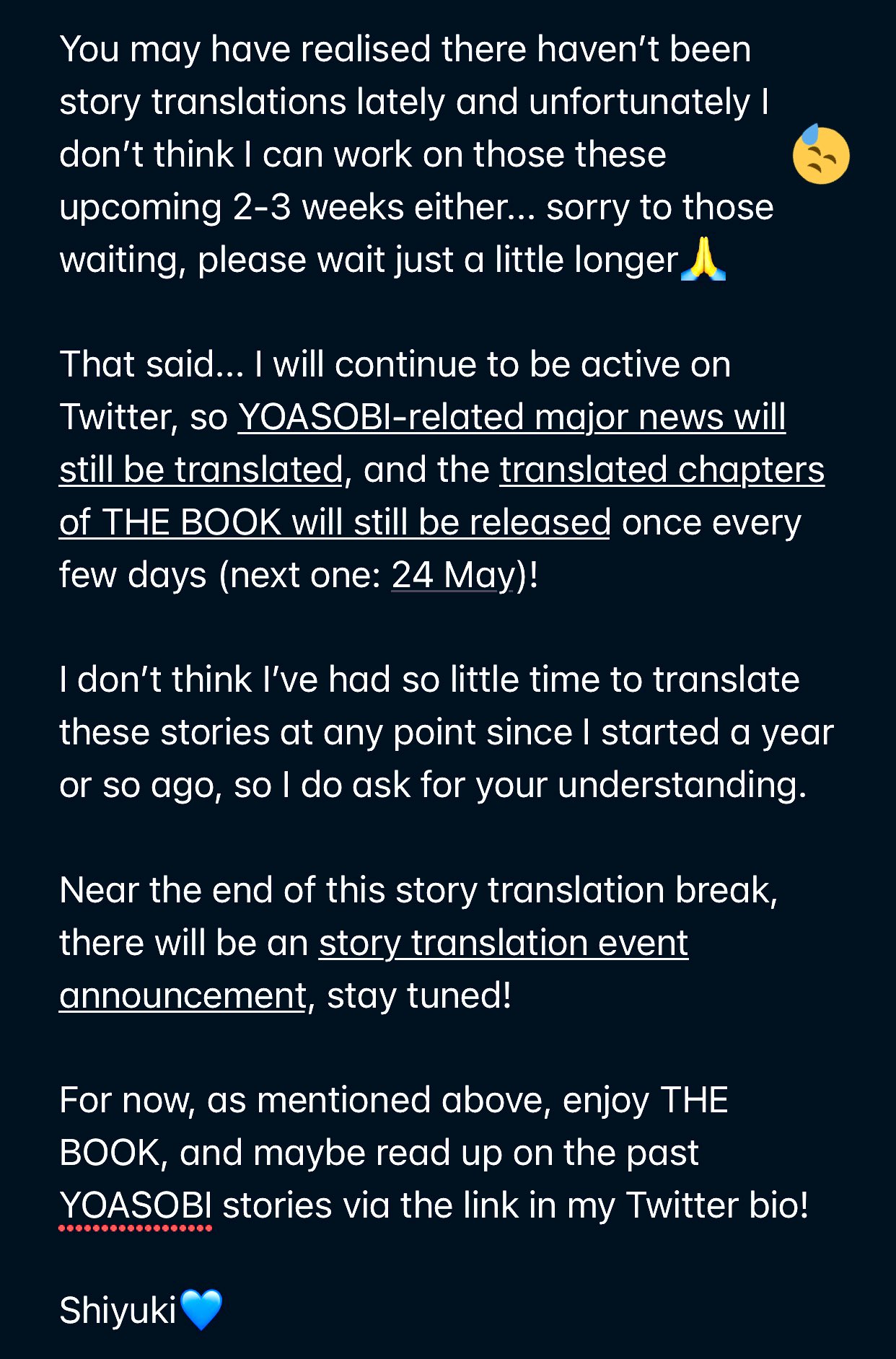 しゆき Shiyuki Sangenshoku Lyrics Short Break For Story Translations Please Read The Full Message Below Again Sorry To Those Waiting For The Stories I Assure You They Have Nice