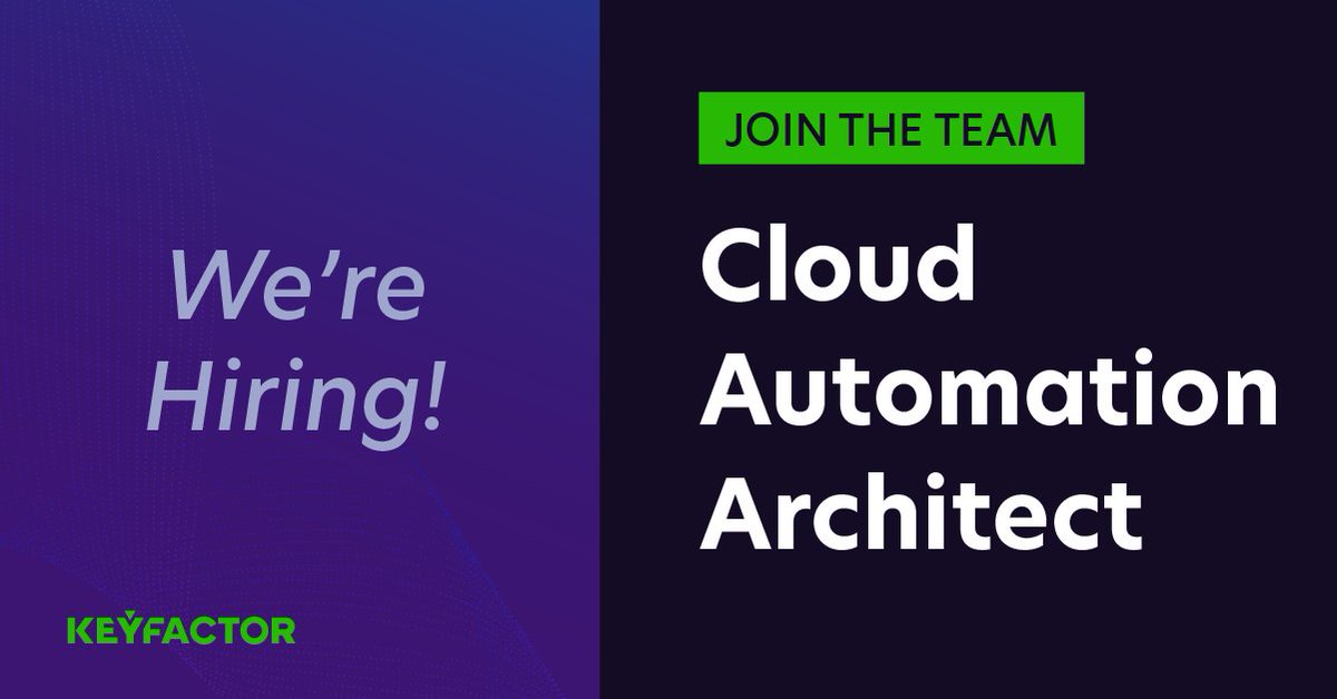 Keyfactor's tweet photo. Join our award-winning team and leaders in cloud-first PKI as-a-Service and crypto-agility: Keyfactor is #hiring a Cloud Automation Architect! Apply today: https://t.co/Bk79bYchJv
#WeAreKeyfactor #cybersecurityjobs #stemjobs #clevelandjobs #remotejobs https://t.co/E4JK0lSgLd