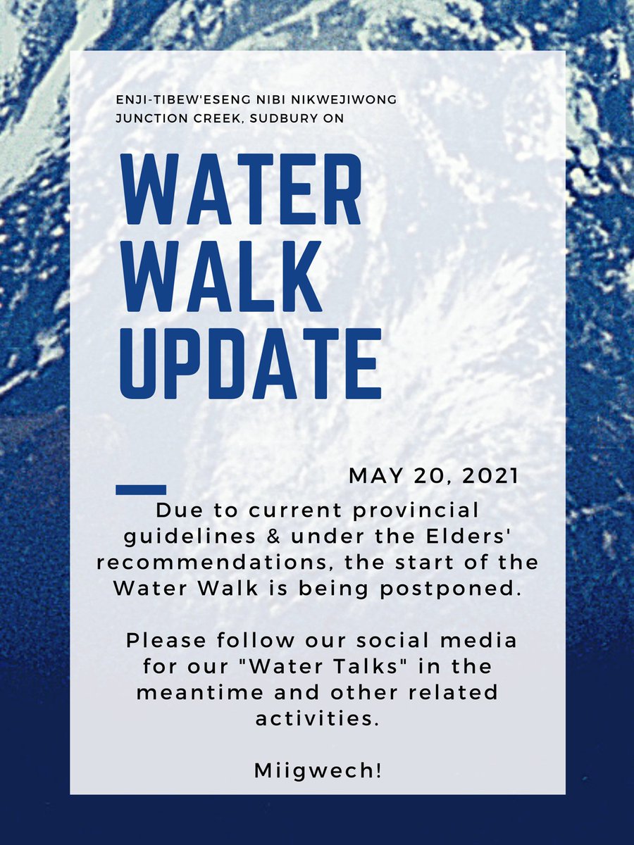 We are still committed to Walking for the Water in Ceremony; however, we do wish to keep everyone safe and be respectful of the guidelines.
We will have other opportunities for engagement, however, including more online activities and ways you can engage with the water safely!