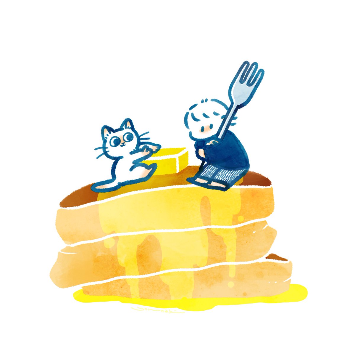 fork cat pancake white background food . . holding fork  illustration images