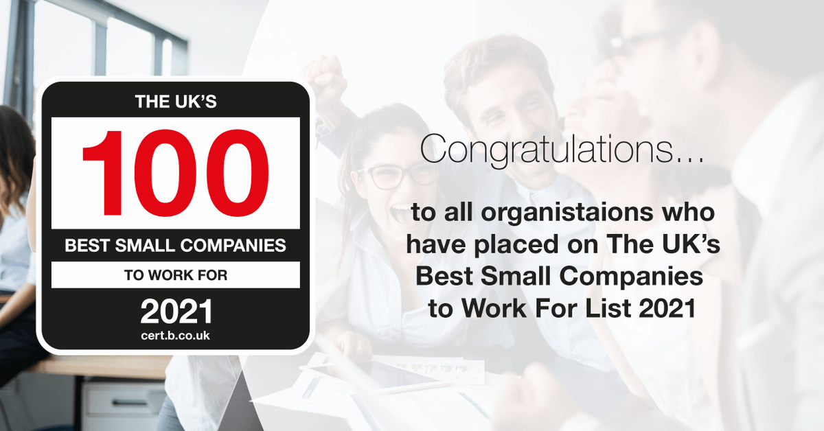 bestcompanies's tweet photo. Congrats to all who’ve made it on to our Best Small Companies to Work For List 2021, especially our top ten companies @weareredrock, @kyan, @cloud_thing, @hotwireglobal, @OscarRecruit, @PTGMobiles, @Energize_Group, https://t.co/A2QXSBQQVl, @cardlytics, @sourcebreaker https://t.co/bIglMVhbNY