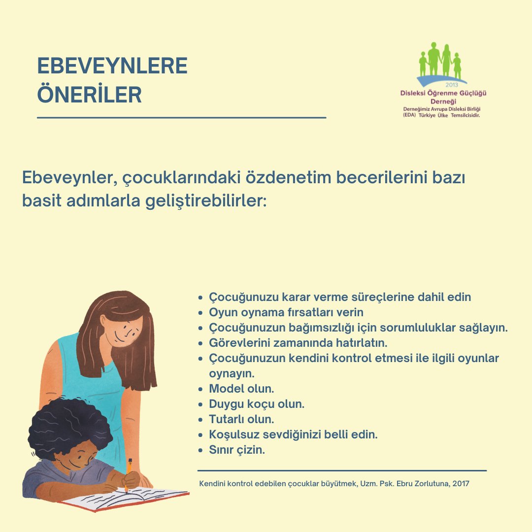 Disleksidernek's tweet photo. Özdenetim ilgili en büyük gelişim ve değişiklikler 3-7 yaş arası gerçekleşmektedir.
Ebeveynler, çocuklarındaki özdenetim becerilerini bazı basit adımlarla geliştirebilirler: https://t.co/7JZt8u6n6V