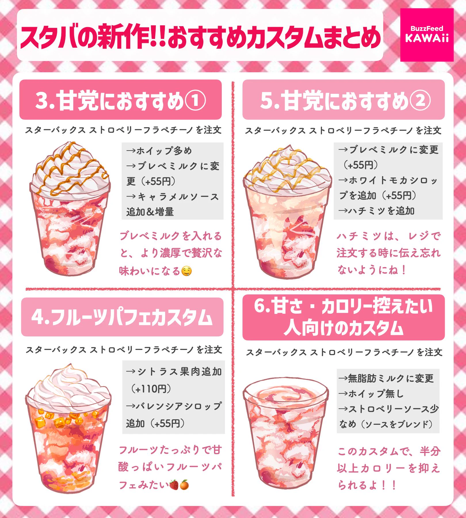 試してみたくなる！スターバックス ストロベリーフラペチーノに合うカスタムまとめ！