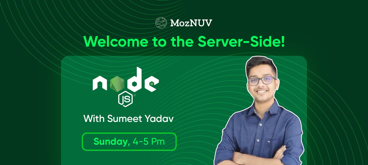 MozNuv's tweet photo. We are thrilled to announce that Sumeet is giving a talk on the Basics of Backend Development using Node.js and Express.js. 

You'll get to know more about APIs as well as how to make a simple Weather Web App🚀. 
So kindly set a reminder on YouTube:  https://t.co/1sD2IUsEvc https://t.co/YwuqdC17JT
