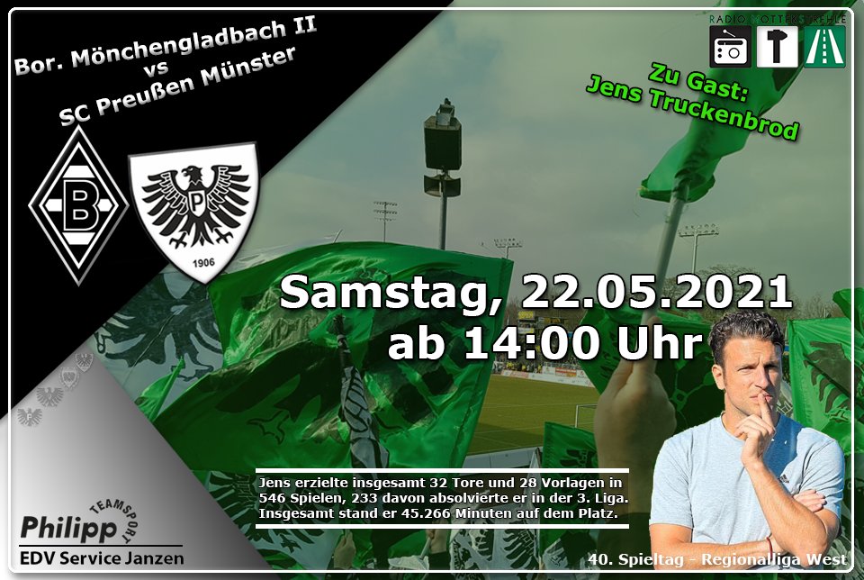 Der SC <a href="/Preussen06/">SC Preußen Münster</a> #Münster trifft morgen auf die U23 von Borussia Mönchengladbach.

Wir freuen uns ganz besonders, Jens Truckenbrod als Gast Kommentator dabei zu haben. 

Schaltet ab 14 Uhr ein: radioms.de

#scp06 #BMGSCP #rms #RegionalligaWest #matchday