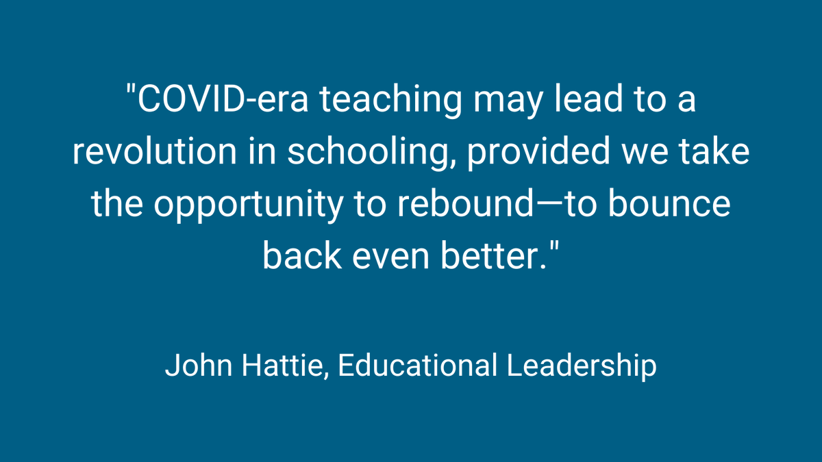 Thank you <a href="/john_hattie/">John Hattie</a> and <a href="/ELmagazine/">EL Magazine</a> for publishing this article on what we can learn from Covid-era teaching. 

Read it here: ow.ly/uXbT50ELMzS
