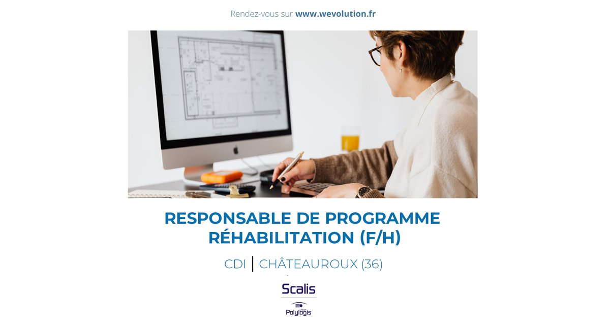 WEvolution20's tweet image. #recrutement | Rejoignez scalis     pour une mission polyvalente en tant que Responsable Programme Réhabilitation (F/H) à Châteauroux Métropole 

wevolution.fr/responsable-pr…

Pour postuler, contactez Flavien recrutement@wevolution.fr 
#job #emploi #immobilier #programme #berry #indre