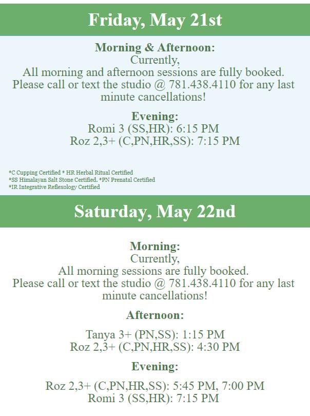 StonehamElement's tweet image. Come on in last minute openings!👀💆🏼‍♀️