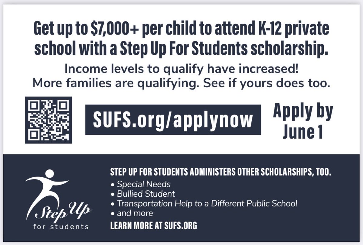 TeamAlexRizo's tweet photo. Apply now at https://t.co/FbnvpWoI3j to see if you qualify for the Family Empowerment and Florida Tax Credit Scholarships. Deadline is June 1st, don’t miss the opportunity. #stepup4students https://t.co/Ydht4UIt3F