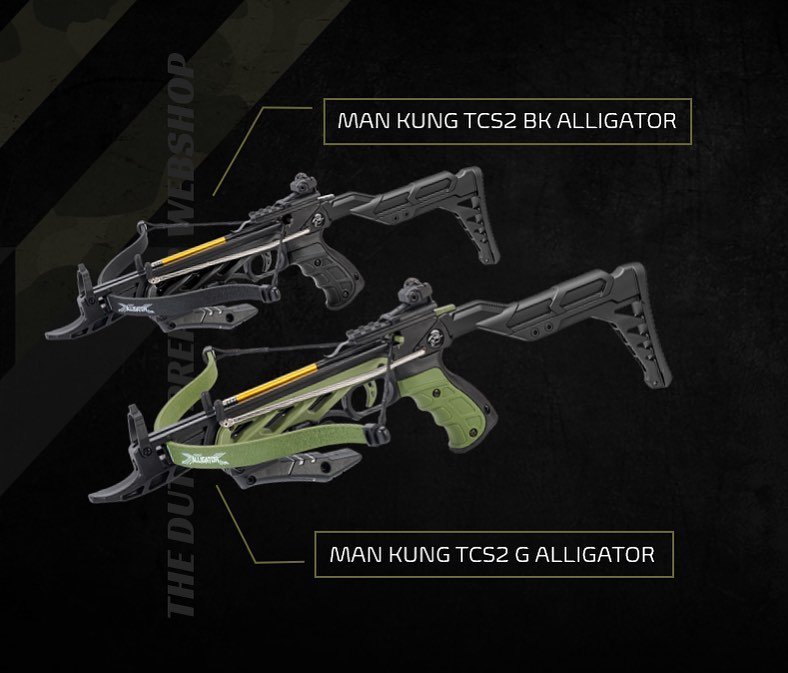 TheDutchPrepper's tweet photo. De #mankung TCS2BK en TCS2G Alligator met 20% korting! Op is ook écht op! #preppergear #kruisboogpistool https://t.co/Q70ZJLFBIu https://t.co/XtyrAgsx7F