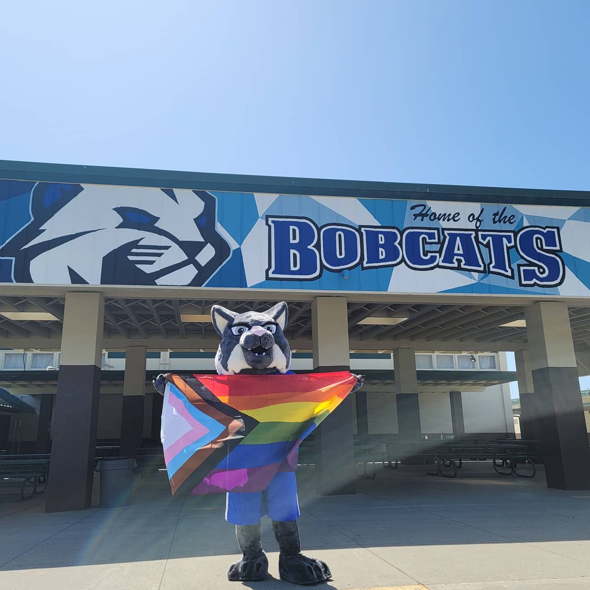 RhmsBobcats's tweet photo. RHMS raised the progress flag today and commits to providing a safe and inclusive space for all. #harveymilkday #pvusdcares #bobcats https://t.co/qUOp7PF3iS