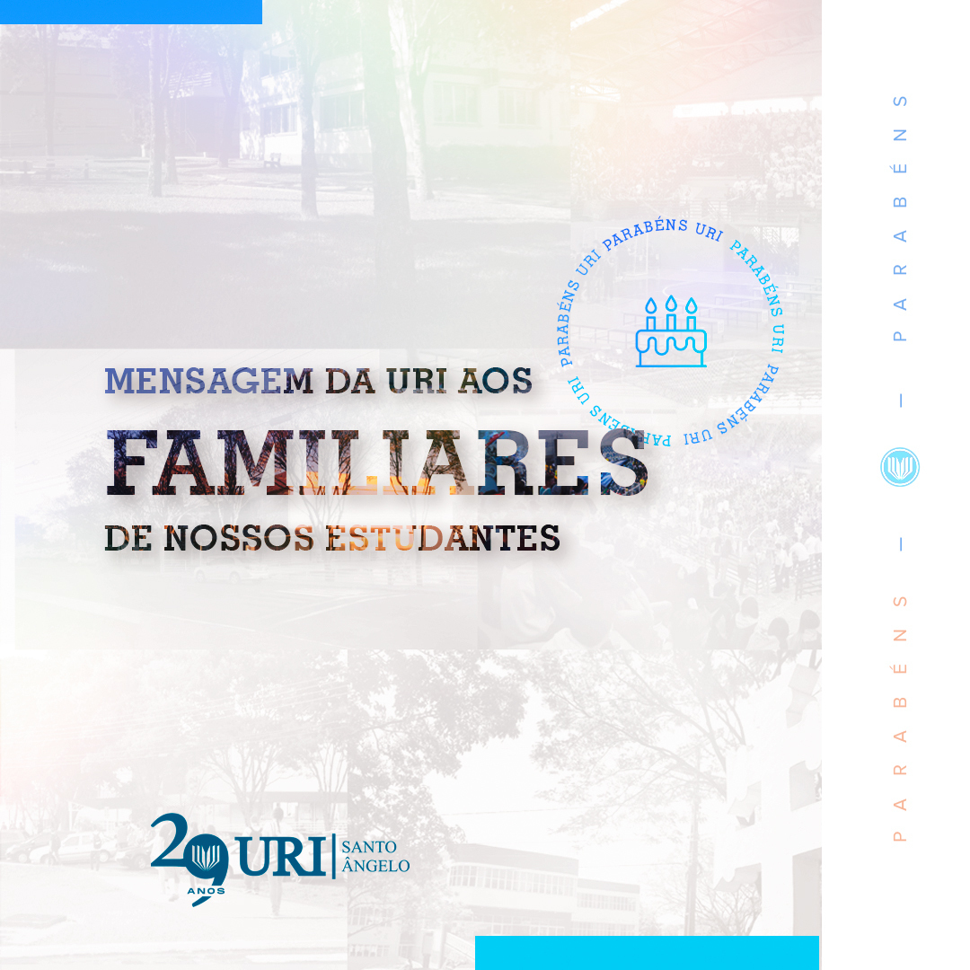 URI_SantoAngelo's tweet photo. Aos familiares de nossos estudantes.
Ao completar 29 anos como Universidade, a URI Santo Ângelo registra agradecimento pela confiança em nosso projeto de mudar a  vida das pessoas por meio do conhecimento.
URI – 29 anos https://t.co/8DTzFZUybY