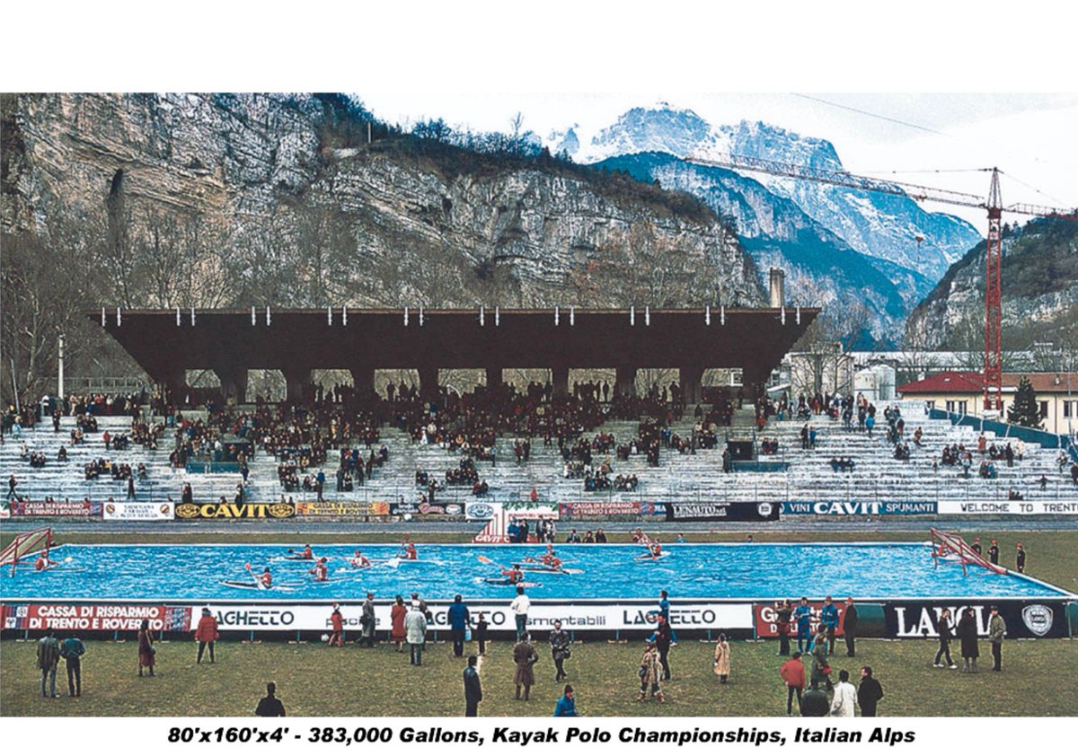 Superpools's tweet image. #throwback to the 80's! Splash made a pool for the #kayakpolo championship in the Alps. It held 383,000 gallons of water! #Splashpools #bestintheworld