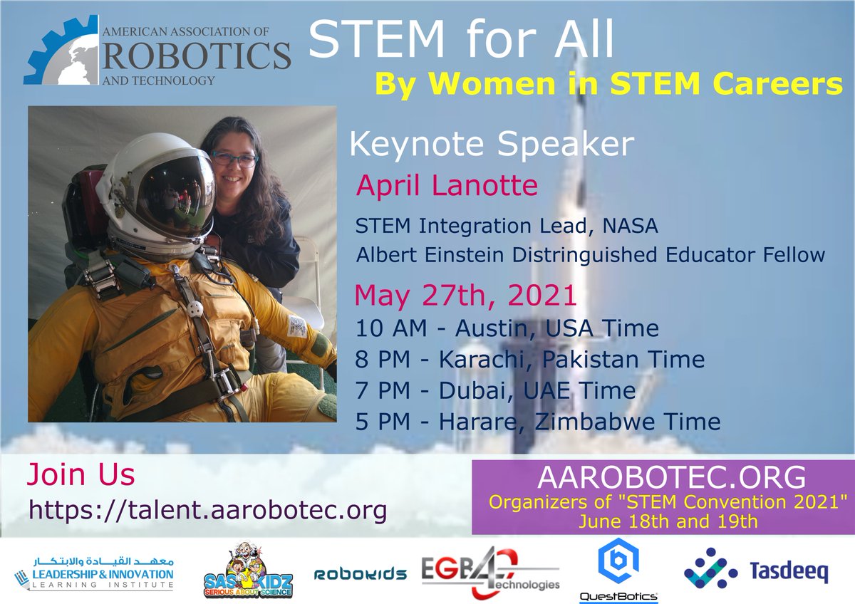 How do we make STEM education relevant and accessible for all, considering learners' different profiles and socio-economic backgrounds. Join us this May 27th (10am Austin time, 7pm Dubai time). #STEMeducators #WomenInSTEM #WomenWhoCode #women talent.aarobotec.org