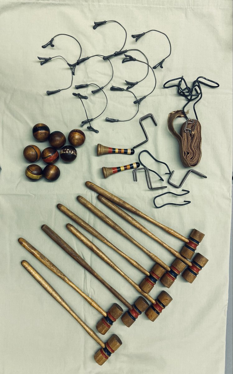 This week's #funFridayfind is a tabletop croquet set, complete with wickets, mallets, and a a webbing "net" you can set up to create a playing field. #croquet #games #summerfun