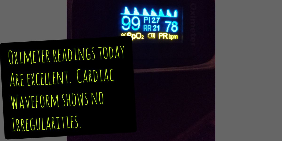 IceAge_Farming's tweet image. Oximeter readings today
Are excellent.  Cardiac
Waveform shows no
Irregularities.