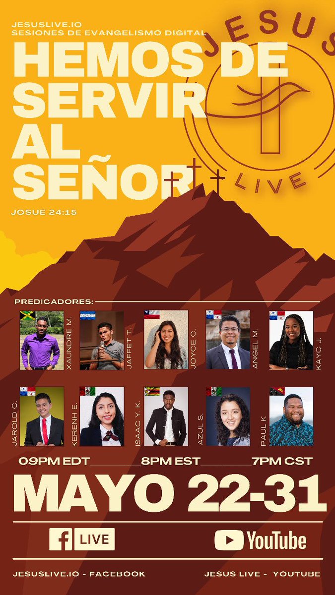 The first JesusLIVE.io Digital Evangelistic Series is scheduled for May 22-31, 2021. The theme is “We Will Serve the LORD” - Joshua 24:15. Please remember these young preachers in your prayers as they prepare to share God’s messages for 10 days starting this Sunday.