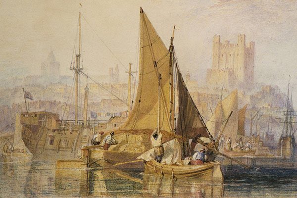 _designerpaul's tweet image. An absolute privilege to have been invited to the private view of ‘Turner’s English Coasts’ @TurnersHouse Thank you @whitegoldsword for the tour. One of the exhibits is this lovely watercolour of the Medway, in which you can just about pick out @RochesterCathed in the background