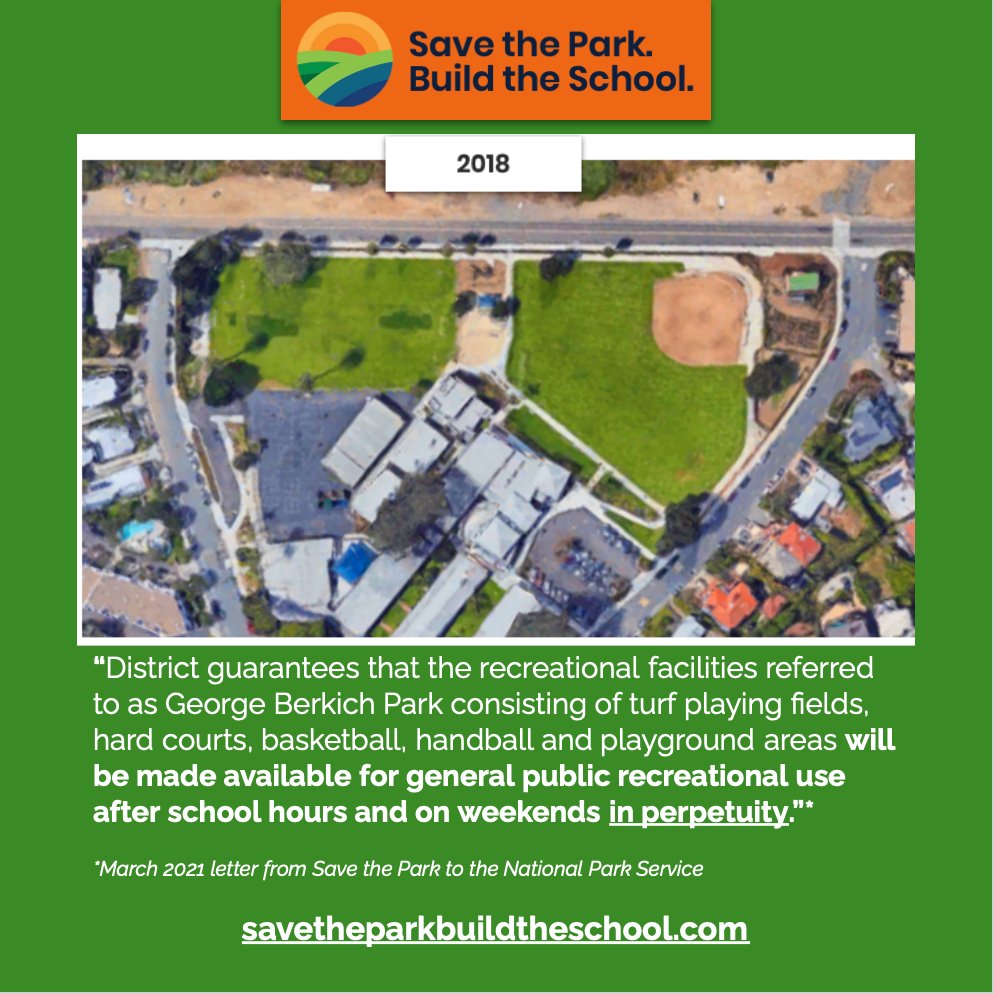SaveThePark_'s tweet photo. "District guarantees that the recreational facilities referred to as George Berkick Park.. will be made available for general public recreational use after school hours and on weekends in perpetuity." https://t.co/4lWpVUxUre
