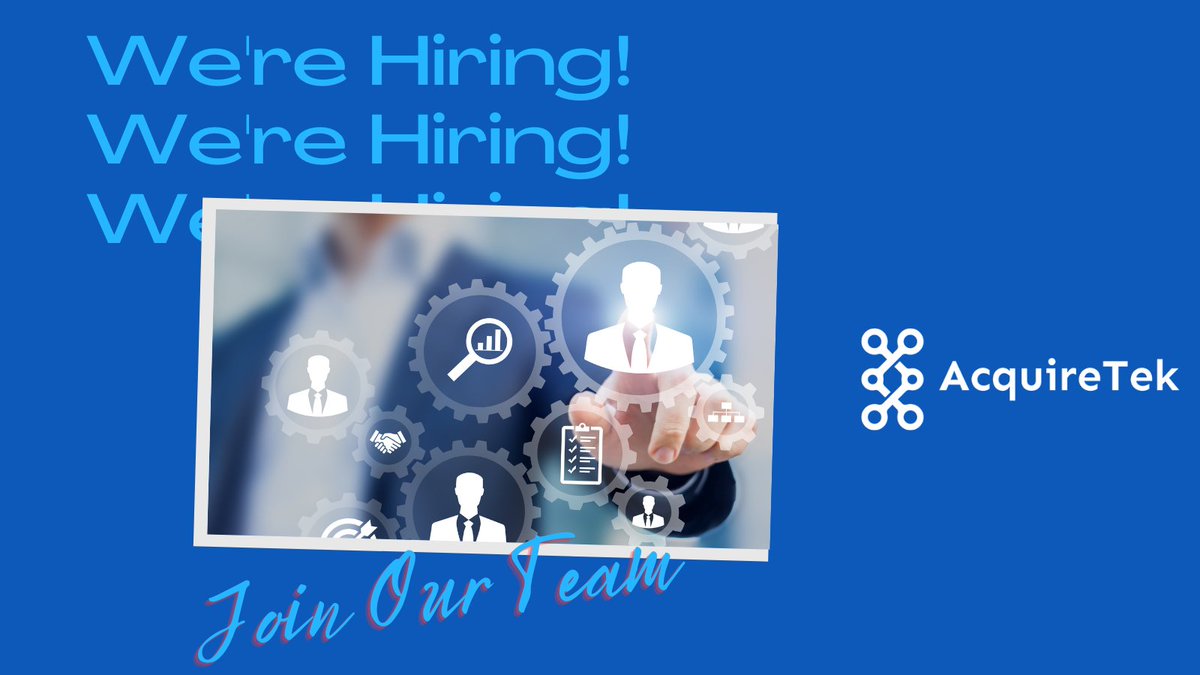 Are you looking for your next career opportunity? AcquireTek is searching for 2 team players ready to jump in &amp; help businesses with growth management.  #YourIMOPartner #YouAcquireWeIntegrate #NowHiring #DataSpecialist #ProjectManager 
Learn more ⏬
bit.ly/3vmwnwx
