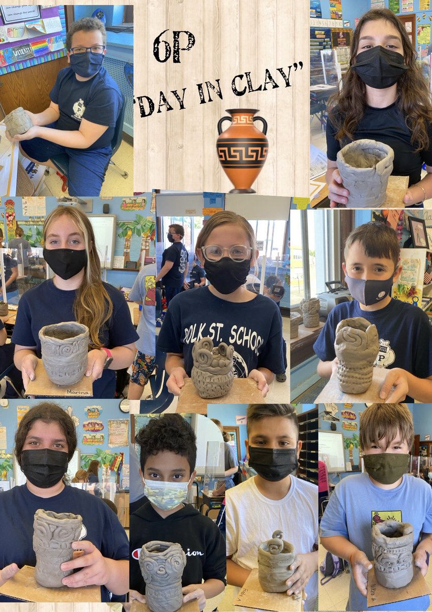 6P enjoyed their “Day in Clay!” We made clay pottery, just like the Ancient Greeks. Check out their beautiful designs! <a href="/polk_street/">Polk Street School</a> <a href="/DayInClay/">Cliff Mendelson</a>