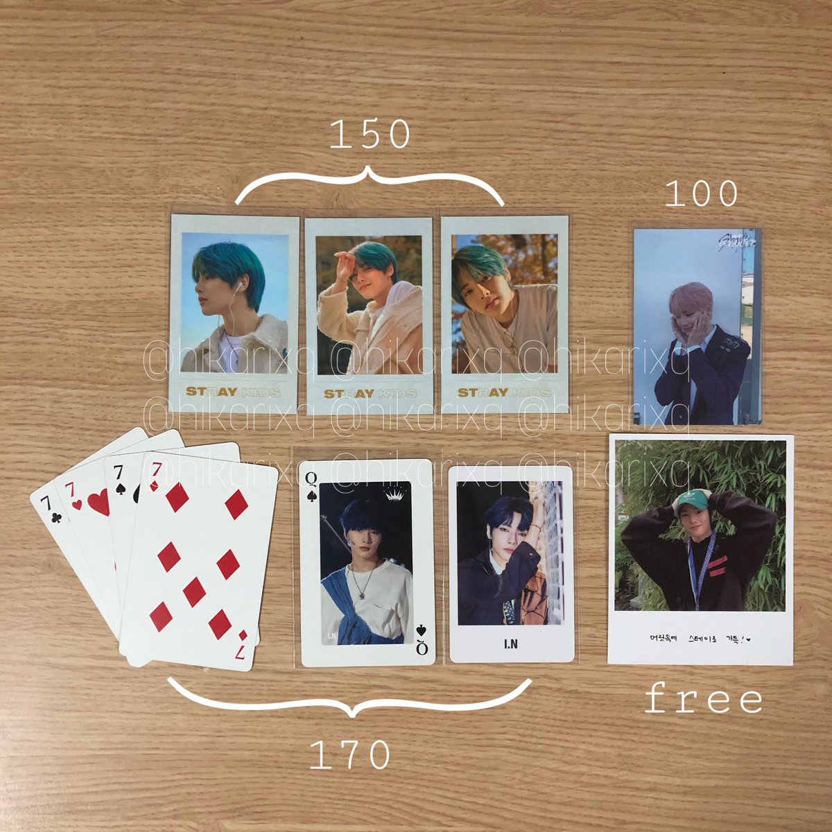 ˚◞ #̷ jeongin ♥︎

⟢ SEASON'S GREETING I.N (set)
⟢ ALL IN (playing card set)
⟢ CLE : LEVANTER (logo) 

( *ทุกอย่างรวมส่งแล้วค่ะ )
❥ สอบถามเพิ่มเติมได้เลยค่ะ

#ตลาดนัดstraykids #ตลาดนัดเด็กหลง