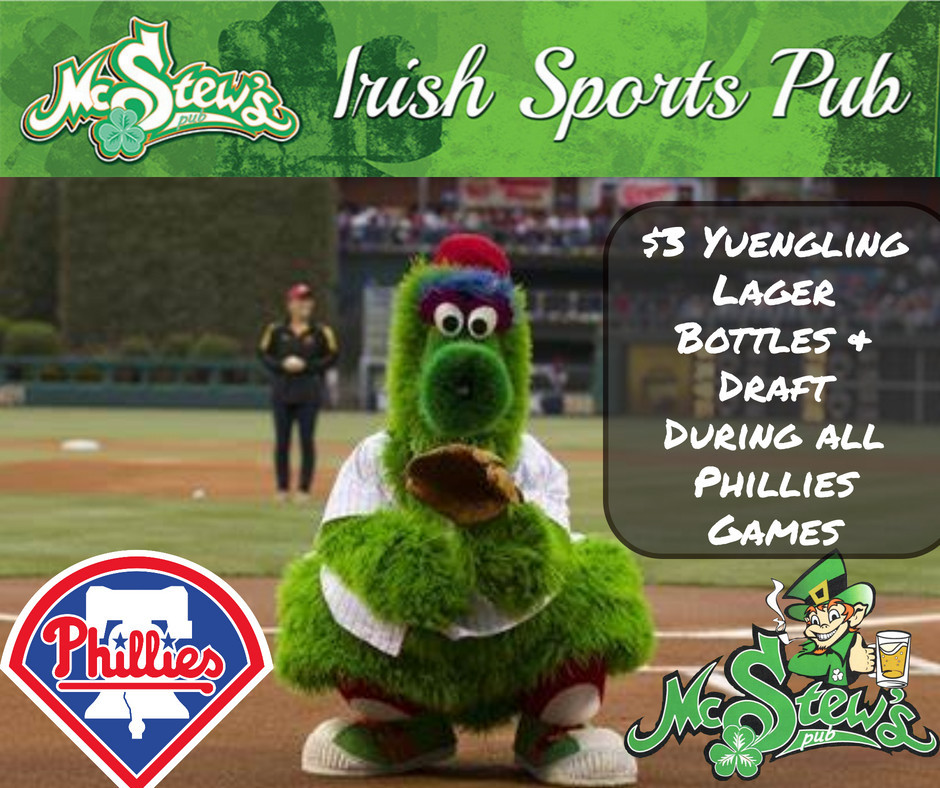 The Phillies take on the Red Sox at 7:05pm on Friday May 21st, and we are serving up Ice Cold Yuengling Lager Drafts &amp; Bottles during the game... 
Come on out and help us cheer them on...